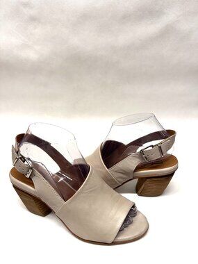 MIZ MOOZ WOMEN'S ANKLE STRAP LEATHER HEELED SANDALS BEIGE 37EU / 7US # T-69